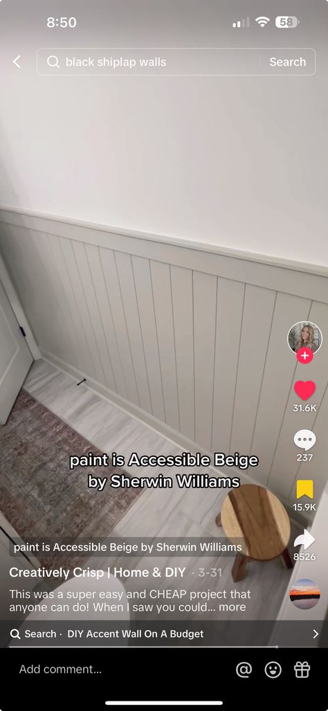 Beige Shiplap Wall, Beige Shiplap, Academia Office, Accessible Beige, Shiplap Wall, Diy Accent Wall, Kitchen Redesign, Rental House, California Casual