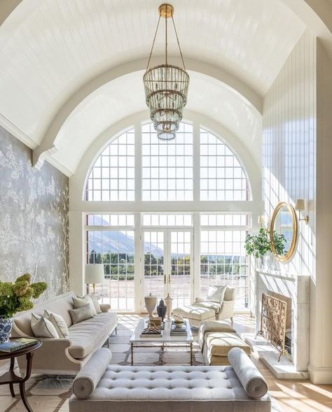 Emily Jackson on Instagram: "So excited to be finally share our front room!! It’s everything I’ve dreamed of and more! 🤍" Barreled Ceiling, The Fox Group, Fox Group, Emily Jackson, Utah Style, Monday Inspiration, Living Room On A Budget, Family Rooms, Room Decorating