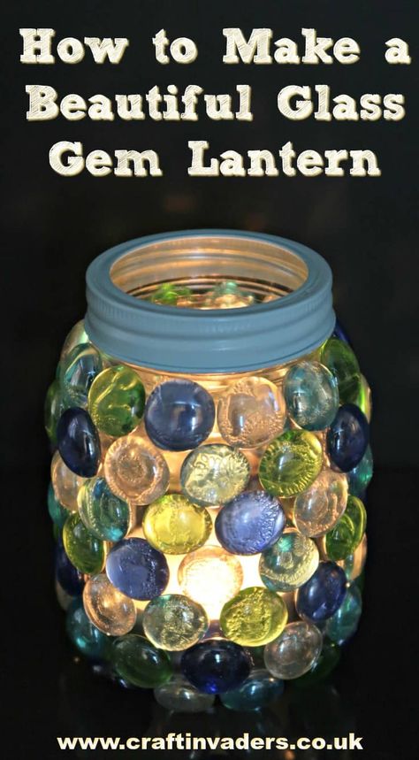 How to Make a Beautiful Glass Gem Lantern • Craft Invaders Bottles Craft, Glass Bead Crafts, Lantern Craft, Upcycled Gifts, Earth Day Crafts, Gem Crafts, Diy Jar Crafts, Sensory Room, Glass Garden Art