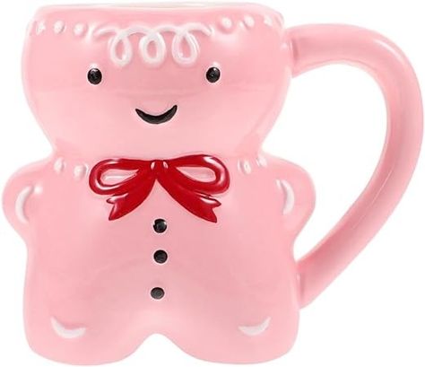 Amazon.com: Gingerbread Man Coffee Mugs, Gingerbread Man Mug, Gingerbread Man Ceramic Mug, Gingerbread Man Ceramic Mug, Gingerbread Man Christmas Coffee Mugs, 3D Gingerbread Man Cup (pink) : Home & Kitchen Reindeer Mug, Cute Christmas Mugs, Christmas Decor Gingerbread, Milk Cereal, Christmas Party Cups, 3d Gingerbread, Christmas Feels, Burr Basket, Christmas Coffee Mugs