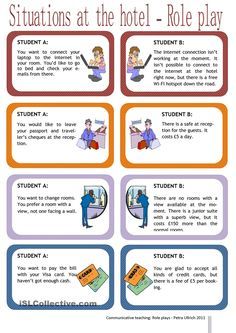 Complaining on holiday - Role play Speaking Activities Esl, Speaking Activities English, Roleplay Ideas, Practice Reading, English Games, Speaking Activities, Conversational English, English Language Teaching, English Resources