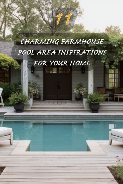 I'm absolutely in love with this charming farmhouse pool area! The blend of natural wood, lush greenery, and a serene pool creates the perfect oasis. It’s an ideal spot for relaxation and entertaining. If you're looking to elevate your outdoor space, take inspiration from this design. Let’s create that welcoming vibe in our homes! Modern Farmhouse Pool, Farmhouse Swimming Pool, Farmhouse Pool House, Pool Area Design, Farmhouse Pool, Farmhouse Design Ideas, Organic Modern Kitchen, Pool House Decor, Modern Farmhouse Living