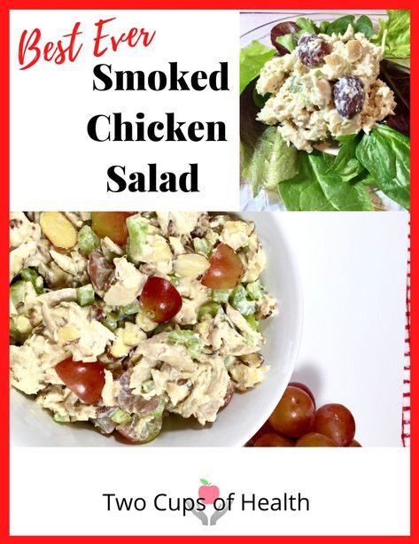 Salad With Smoked Chicken, What To Make With Smoked Chicken, Smoked Chicken Salad Recipe, Chicken Salad Recipe With Almonds, Smoked Chicken Salad, Chicken Salad With Grapes, Thai Chicken Salad, Scd Recipes, Pellet Smoker