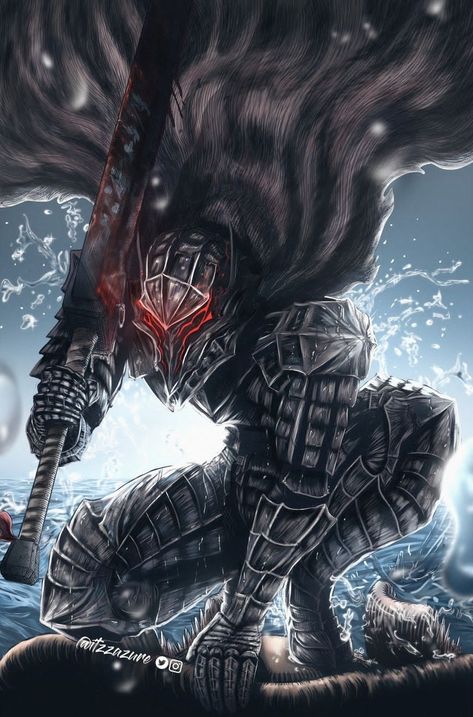 Credits://@itzzazure on instagram Guts Berserker Armor, Guts Berserker, Berserker Armor, The Black Swordsman, Anime Berserk, Berserk Anime, Berserk Guts, Guts Berserk, Berserk Manga