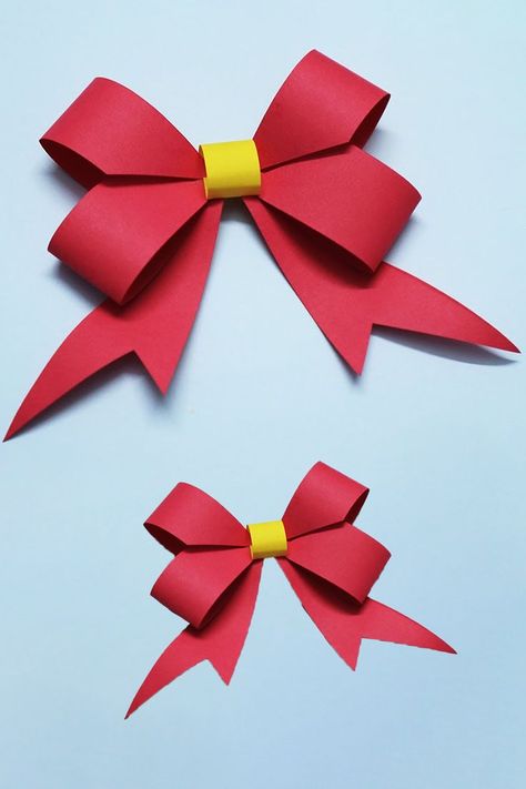 Beautiful Paper Bow | How To Make Bow With Color Paper | Christmas Bow Tutorial. Christmas Ornaments and Christmas Bow Decorations. Christmas Paper Crafts. #Christmas #Bow #Crafts