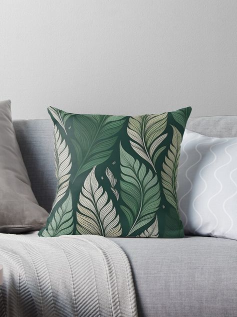 Fern Pillow, Leaves Pillow, Tropical Leaves, Sofa Chair, Pillow Sale, Shades Of Green, Fern, Balcony, Oasis