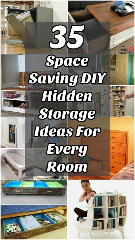 Diy Organizing Ideas, Diy Hidden Storage Ideas, Hidden Storage Ideas, Diy Hidden Storage, Storage For Kitchen, Small Room Organization, Diy Space Saving, Storage Hacks Diy, Diy Organizing