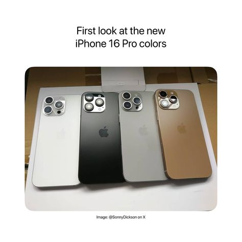 First look at the new iPhone 16 Pro colors! Do you like these colors? Iphone 16 Pro Max Colors, August 17, Iphone 16 Pro, New Iphone, I Got This, First Look, Iphone 16, Gadgets, Vision Board