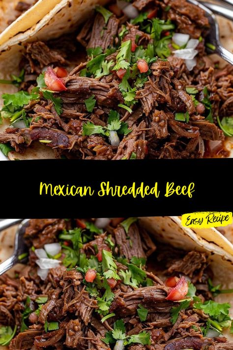 Shredded Beef Tostada Recipes, Shredded Beef Recipe, Mexican Food Recipes Beef, Beef Shank Recipe, Authentic Mexican Tacos, Steak Taco Recipe, Shredded Beef Recipes, Taquitos Beef, Shredded Beef Tacos