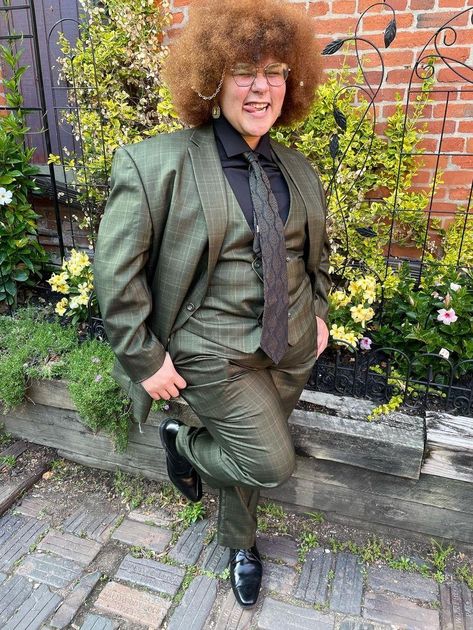 Prom Outfits For Trans Guys, Transmasc Prom Outfit, Stocky Men Outfits, Plus Size Goth Men, Fat Butch Fashion, Prom Outfit, Black Trans Men, Fat Man Fashion, Trans Masc Aesthetic