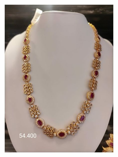 Beautiful neckpiece from the house of datta silver ping me for prices Simple Ruby Necklace Designs, Ruby Necklace Indian Gold, Gold Jewelry Simple Necklace Unique, Ruby Stone Necklace, Latest Necklace Design, Gold Images, Ruby Necklace Designs, Fancy Jewelry Necklace, Online Gold Jewellery