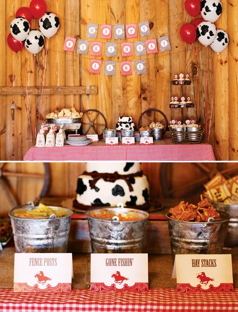 Cowboy First Birthday, Barnyard Birthday Party, Western Birthday Party, Farm Themed Birthday Party, Cowboy Baby Shower, Cowboy Birthday Party, Western Birthday, Rodeo Birthday, Cowgirl Birthday Party