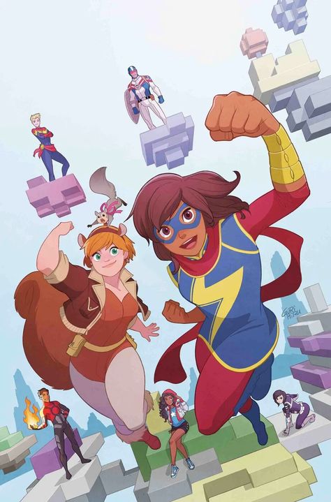 Marvel Rising secret warriors art! EPIC! Unbeatable Squirrel Girl, Marvel Young Avengers, Squirrel Girl, Drawing Cartoon Characters, Comics Marvel, Young Avengers, Comic Manga, Comic Pictures, Ms Marvel