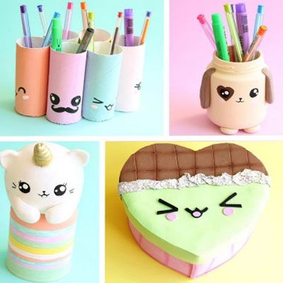 Are you looking for a super fun, super cute ( kawaii ) DIY craft project ? Try one of these! With upcycling a few simple household material ( such as mason jars, toilet paper tubes, shoe boxes etc ) you can create an ultra kawaii and useful ( kids ) room decor in minutes! In this nice step-by-step video tutorial you can learn how to make an adorable ultra kawaii trash can from a shoe box , a puppy/dog pencil holder from a mason jar, a stationary organizer from toilet paper tubes , and unicorn Diy Crafts For Your Room, Recycling Ideas, Kawaii Crafts, Kawaii School Supplies, Kawaii Diy, Diy Jar Crafts, Diy School Supplies, Jar Diy, Craft Tutorial