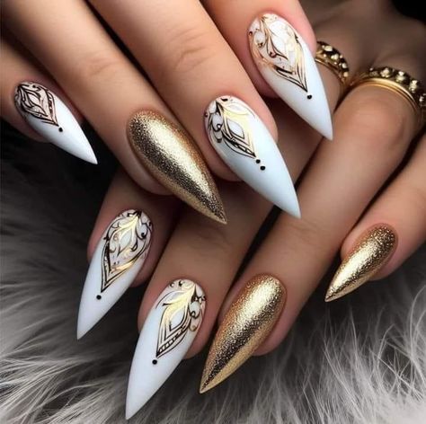 Arabic Nails, Art Deco Nails, Gothic Nails, Beauty Nails Design, Easy Nails, Simple Gel Nails, Nail Polish Art, Manicure Ideas, Dope Nails