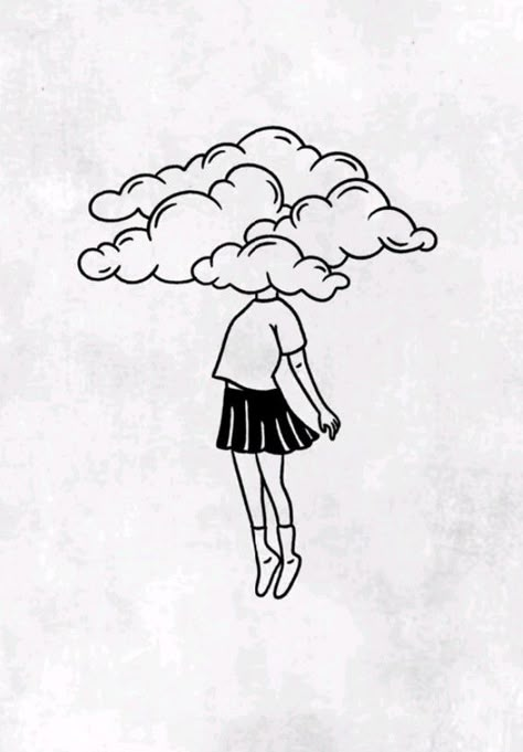 Head In The Clouds Tattoo, Overthinking Tattoos, Clouds Tattoo, Stop Overthinking, Cloud Tattoo, Simple Tattoo Designs, Head In The Clouds, In The Clouds, Back Tattoo