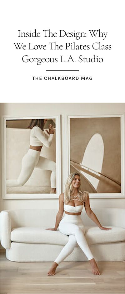 NATASHA OAKLEY AND Jacqui Kingswell are the co-founders of The Pilates Class, a wellness concept with a new studio here in West Hollywood. What first caught our attention about TPC Studio was the stunning, minimal design. A stunning spiral staircase hangs in a photo framed above the front desk and other architectural photography framed throughout the space make the tiny studio feel as though its packed with these timely features in real life. A great design hack for studios and offices at home! Tiny Pilates Studio, Yoga Studio Lobby Design, The Pilates Class Jacqui Kingswell, Boho Pilates Studio, Pilates Studio Decor, Pilates Headshots, Barre Studio Design, Jacqui Kingswell, At Home Pilates Studio