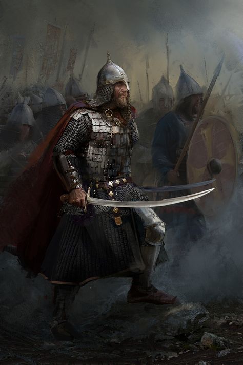 Russian warrior, Andrey Bakulin on ArtStation at https://www.artstation.com/artwork/OyQ018 Warriors Pictures, Medieval Warfare, Historical Warriors, Ancient Warfare, Knight Art, Thomas Shelby, Knight Armor, Medieval Armor, Medieval Knight