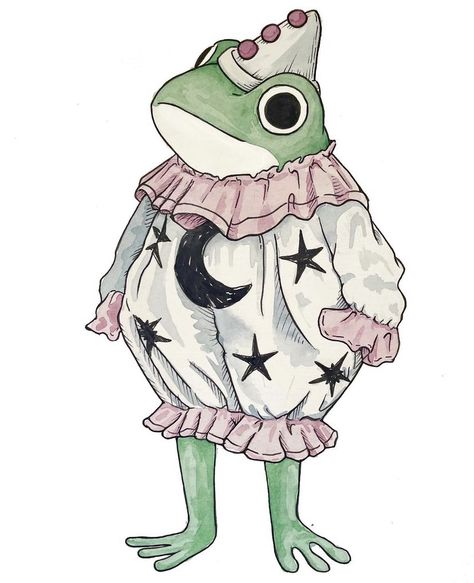 Frog Sketch, Frog Illustration, Frog Drawing, Send In The Clowns, Frog Art, A Frog, Cute Frogs, Cute Little Drawings, Cute Animal Drawings