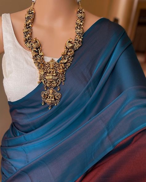 Www.thejacouture.in> Malai silk sarees > Blue Brown malai silk saree. Blue Brown malai silk saree. Saree height 45” length 5.5 meters. Dry clean.. Saree alone. . Jewellery from : @nakshatrachennai #love #sareelove #sareeinspiration #traditional #m#saree collection #sareelovers #sareedraping #sareeblousedesigns #sareenotsorry #sareelover #indianfashion #sareefashion #sareeaddict #sareeblouse #plainsaree #malaisilksaree #thejacouture Saree Blouse Material, Black Cotton Saree, Saree Blue, Navy Blue Art, Violet Brown, Brocade Saree, Kota Sarees, Plain Saree, Dark Magenta