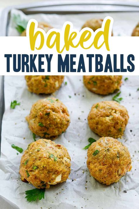 Turkey Meatballs Oven, Oven Baked Turkey Meatballs, Mini Turkey Meatballs, Baked Turkey Meatballs, Italian Turkey Meatballs, Turkey Meatballs Healthy, Ground Turkey Meatballs, Turkey Meatballs Baked, Turkey Meatball Recipe