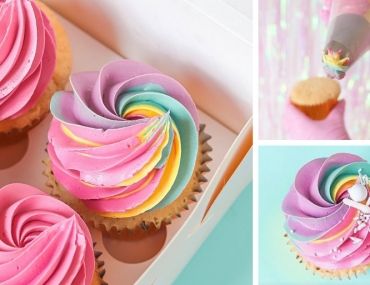 Ombre Icing Cupcakes, Rainbow Buttercream Cupcakes, Bright Cupcakes Ideas, Rainbow Swirl Cupcakes, Rainbow Icing Cupcakes, Tie Dye Cupcakes Frosting, Rainbow Birthday Cupcakes, Ombre Cupcakes, Color Cupcakes