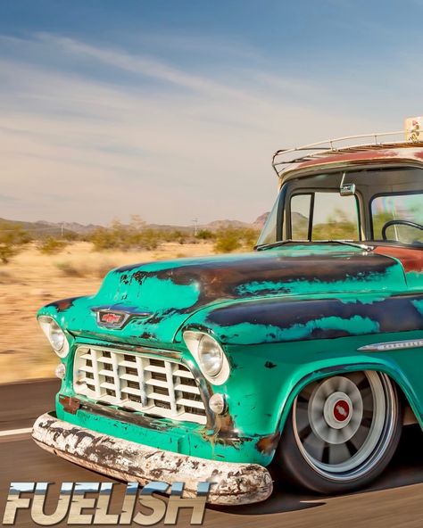 Fuelish Media on Instagram: “One of our new favorite patina trucks is the “GMO” ‘55 Chevy 3100 owner by @chucksee. This truck combines the early Task Force Cab with a…” Patina Car, Patina Truck, 55 Chevy Truck, Chevy 3100, 55 Chevy, Chevy Truck, Chevrolet Trucks, Classic Trucks, Old Trucks