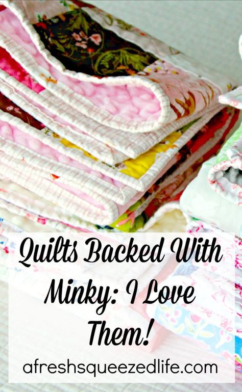 I LOVE quilts backed with Minky. Find tips for backing your own quilts with cloud-like goodness. Don't reserve Minky for babies only...make one for you! Minky Quilt Backing, Minky Quilts Ideas, Quilting With Minky Backing, Quilt With Minky Backing, Patch Blanket, Minky Fabric Projects, Quilt Backing Ideas, Minky Blanket Tutorial, Diy Crafts Easy At Home