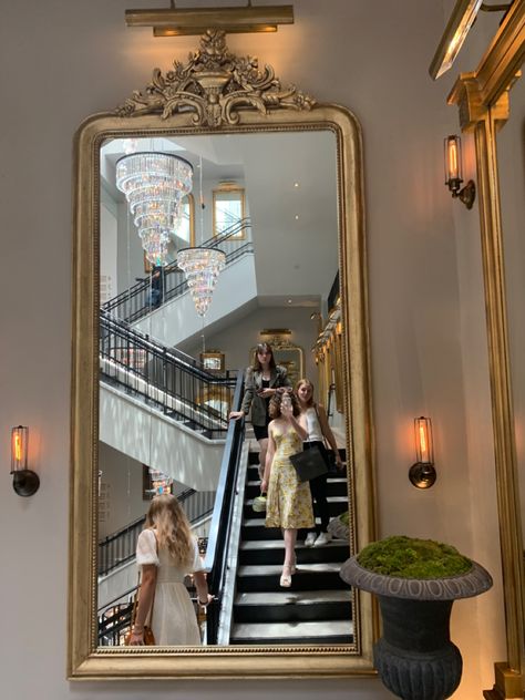 Mirror In Stairwell, Mirror On Stairway Wall, Stained Mirror, Stairway Wall, Apartment Therapy, Vanity Mirror, Mirror Wall, Apartment, Road