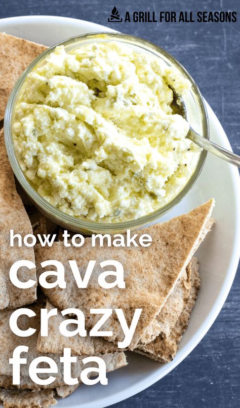 Cava Crazy Feta Recipe | Spicy Feta Dip Copycat Greek Spicy Cheese Dip, Crazy Feta Recipe, Cava Feta Dip, Crazy Feta Dip, Goat Cheese Recipes Appetizers Dips, Crazy Feta Cava Recipe, Cava Copycat Recipe, Cava Crazy Feta, Cava Recipes