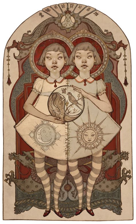 Gemini Art, Conjoined Twins, Circus Art, Arte Fantasy, Ancient Chinese, Pics Art, Dark Art, No. 2, Art Inspo