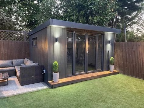 Garden Office Shed, Canopy Roof, Office Diy, Office Shed, Garden Room Ideas, Garden Pods, Self Build, Studio Shed, Healing Room