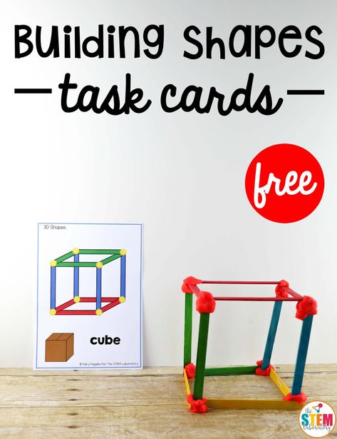 Stem Cards, Stem Task Cards, Stem Boxes, Kindergarten Stem, Free Printables For Kids, Shapes Kindergarten, Preschool Stem, Printables For Kids, 2d Shapes