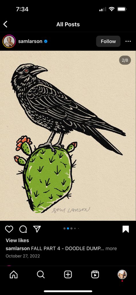 Crow Tattoo, Crows, Tattoos And Piercings, Piercings, Cactus, Doodles, Tattoos