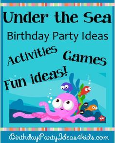 Underwater Party Games, Ocean Themed Party Games, Under The Sea Party Games, Under The Sea Birthday Theme, Under The Sea Games, Beach Party Games, 1st Birthday Party Games, Food Favors, Underwater Party