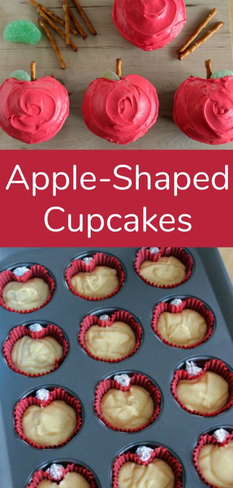 Apple Shaped Cupcakes, Apple Picking Party, Apple Theme Parties, Autumn Cupcakes, Shaped Cupcakes, Apple Autumn, Apple Birthday, Thanksgiving Cupcakes, Apple Cupcakes