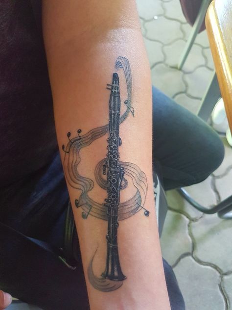 Clarinet Tattoo Ideas, Clarinet Tattoo, I Need A Tattoo, Random Tattoos, Piercings Ideas, Music Tattoo Designs, Music Tattoo, Future Love, Dream Tattoos