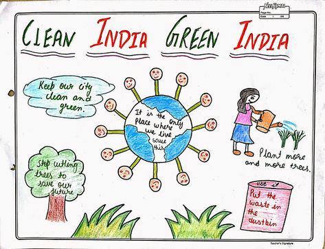 Young Talents: Clean India Green India-G Cleanliness Drawing, Something To Draw Ideas, Clean India Posters, Earth Posters, Save Water Poster Drawing, India Drawing, Clean India, Clean City, Save Water Poster