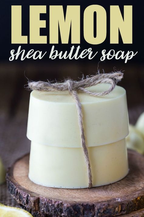 Lemon Shea Butter Soap - Creamy, smooth and fresh. This beautiful DIY soap leaves skin feeling so soft and makes a lovely homemade gift. Savon Diy, Săpunuri Handmade, Soap Making Recipes, Melt And Pour, Homemade Soap Recipes, Shea Butter Soap, Homemade Bath Products, Lotion Bars, Wrinkle Cream