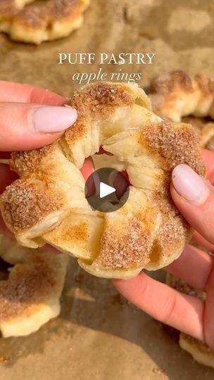 11K views · 3.1K reactions | Puff Pastry Apple Rings!🍎🍏
 If you love apple pie but don’t want to deal with making an apple pie then you must try these puff pastry apple rings! So good and so easy to make.🍎🥧

✨Grab the full recipe below and follow @choosingchia for more easy recipes!✨

PUFF PASTRY APPLE RINGS

ingredients: 

-2 large apples
-1 pack puff pastry
-1 egg, beaten
-1/3 cup sugar mixed with 1-2 tsp cinnamon (to taste) 

How to: 

Preheat the oven to 350 degrees F and line a baking sheet with parchment paper. Peel and core the apples. Make sure the hole in the centre is big enough. Roll out the puff pastry and slice into strips. Carefully wrap the puff pastry around each apple ring. Brush with the egg wash and sprinkle with cinnamon sugar. Bake for 18-25 minutes or until golden Apple Rings With Puff Pastry, Apple Receipts, Campfire Foods, Puff Pastry Apple, Phyllo Recipes, Apple Pastry, Apple Dishes, Apple Puff Pastry, Ibs Recipes