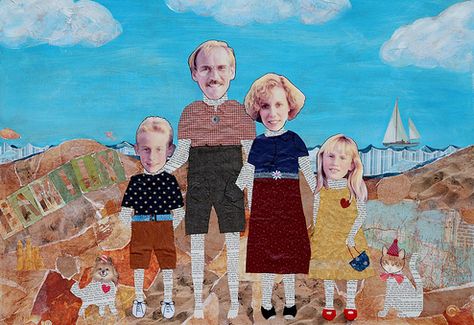 Love this torn paper collage family portrait!  NEED one for the new apartment!!! Family Collage, Collage Diy, Kids Class, Collage Art Projects, Art Theme, Torn Paper, Original Collage, Print Collage, Children And Family