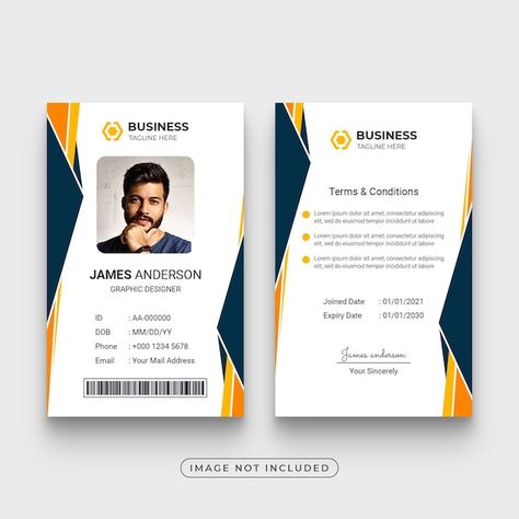 Company employee id card template | Premium Psd #Freepik #psd #company-id #employee-id-card #identity-cards #employee-id Office Card Design, Company Id Card Design, Medical Identity, Blank Id Cards, Studio Background Ideas, Webinar Design, Id Card Design, Identity Card Design, Employee Id Card