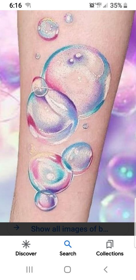 Watercolor Bubbles Tattoo, Ocean Bubbles Tattoo, Bubble Tattoo Ideas, Tattoo Seashell, Reef Tattoo, Ocean Cartoon, Bubble Tattoo, Tattoos Pictures, Cartoon Tattoo