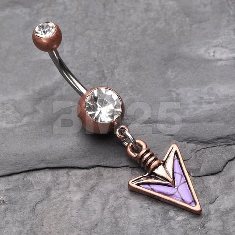 Vintage Boho Stone Spear Belly Button Ring - Copper/Clear/Purple Cowgirl Assesories, Stone Spear, Bellybutton Ring, Rings Vintage Boho, Cute Belly Rings, Belly Piercings, Piercing Rings, Bellybutton Piercings, Belly Button Piercing Jewelry