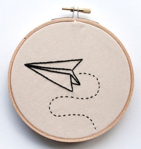 Stitch Paper, Embroidered Paper, Embroidered Wall Art, Trendy Embroidery, Ideas Embroidery, Pola Kristik, Paper Airplane, Pola Sulam, Paper Embroidery