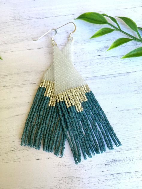 Blue Beaded Earrings Silver Statement Fringe Earrings | Etsy Blue Fringe Earrings, Blue Beaded Fringe Earrings, Hot Pink Earrings, Shoulder Duster Earrings, Blue Beaded Earrings, Beaded Earrings Native, Boho Accessories, Beaded Crafts, Custom Earrings