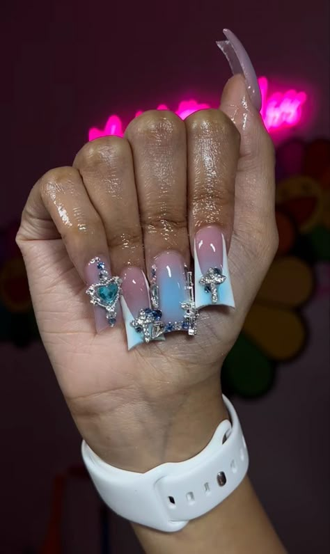 Duck Nail, Duck Nails, Hard Nails, French Tip Acrylic Nails, Glow Nails, Short Square Acrylic Nails, Crazy Nails, Exotic Nails, Short Acrylic