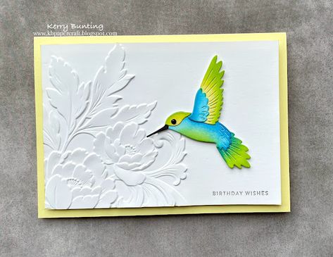 Handmade Cards With Hummingbirds, Spellbinders Hummingbird, Hummingbird Cards, Card Making Tips, Embossed Cards, Die Cut Cards, Bird Cards, Card Making Inspiration, Floral Cards