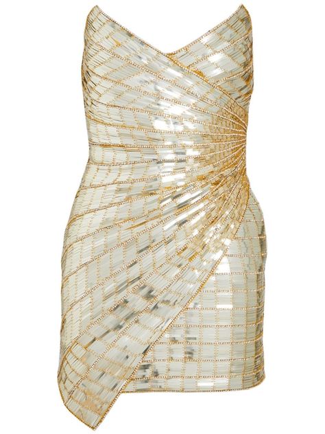 gold-tone covered in rectangular paillettes sweetheart neck asymmetric hem mini dress sleeveless Disco Theme Formal Dress, Casino Theme Dresses, Gold Mini Dresses, Area Outfit, Vegas Dresses Nightclub, Gold Hoco Dress, Outfits For Vegas, Gold Homecoming Dress, Hoco 2024