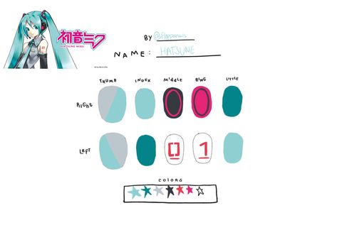 Miku Nail Art, Hatsune Miku Nails Ideas, Hatsune Miku Cosplay Makeup, Miku Inspired Outfits, Nail Patterns Simple, Hatsune Miku Nails, Hatsune Miku Makeup, Miku Nails, Hatsune Miku Tattoo